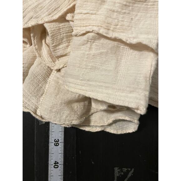 Lulus Womens Wrap Dress Size 3X Beige Woven Tiered Flutter Sleeve Romantic Fairy - Picture 7 of 8